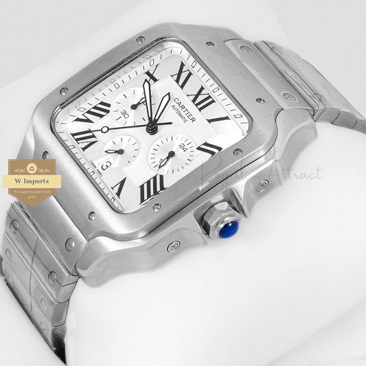 Latest Collection Chronograph All Silver With Dial Chain Watch
