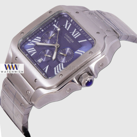 Latest Collection Chronograph Silver With Blue Dial Chain Watch