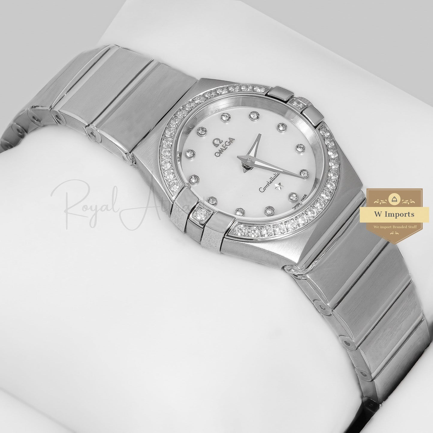 Latest Collection Silver With White Dial Stone Figure & Bezel Ladies Watch