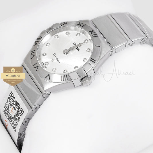 Latest Collection All Silver With Dial Stone Figure Ladies Watch