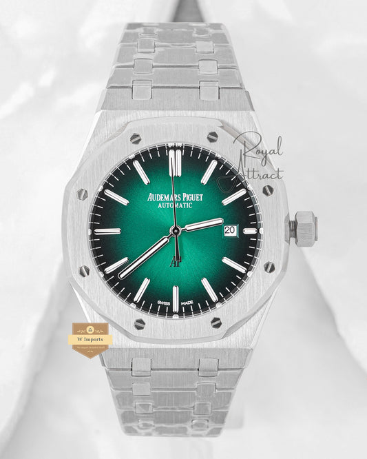 Latest Collection Premium Silver With Green Dial Chain Watch For Men