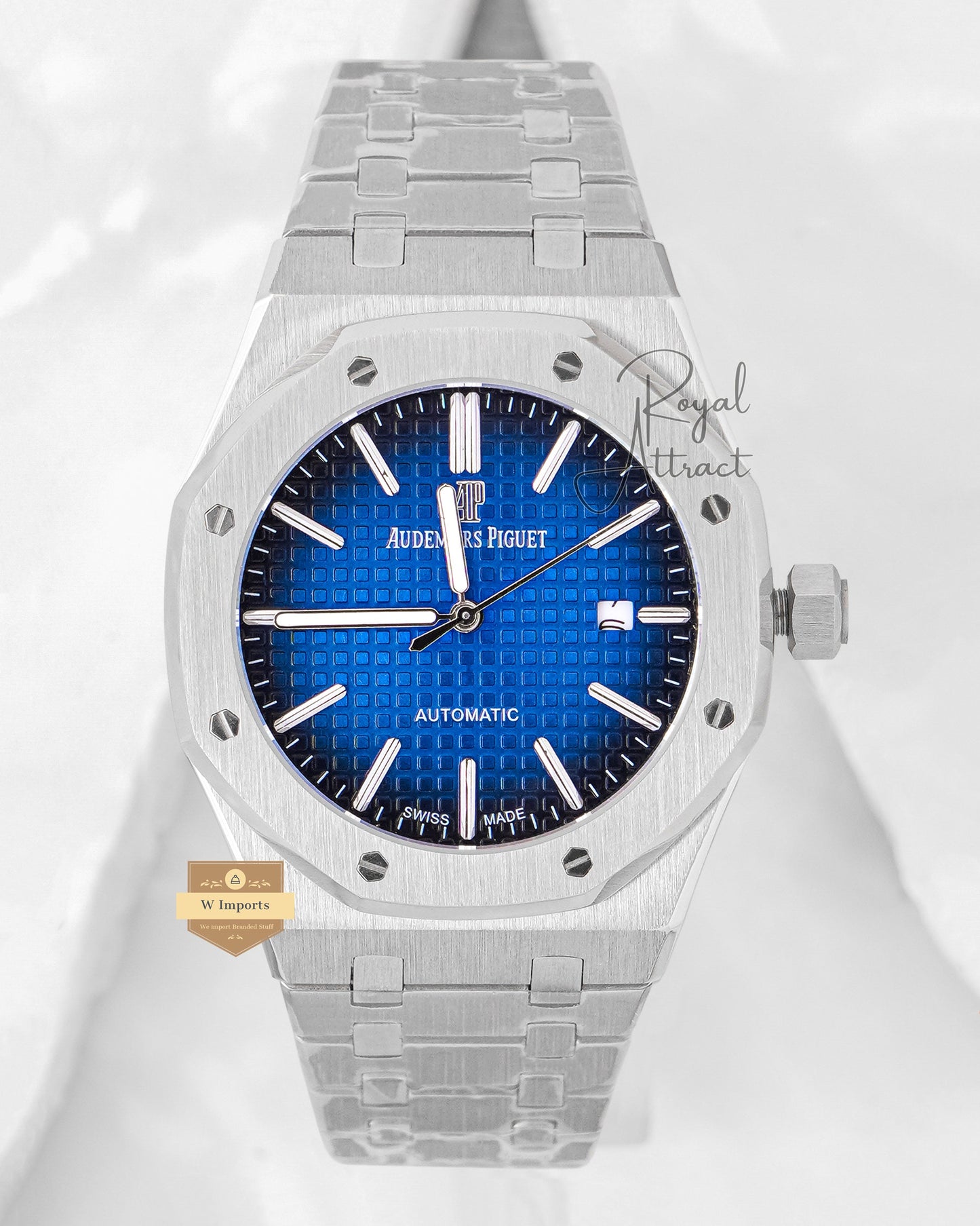 Latest Collection Silver With Blue Texture Dial Automatic Watch