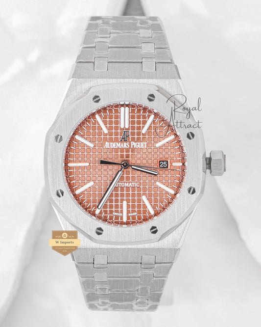 Latest Collection Silver With Peach Dial Automatic Watch