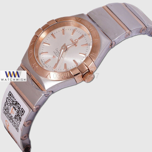 Latest Collection Two Tone Rose Gold With Silver Dial Ladies Watch