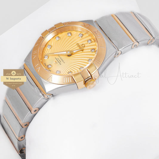 Latest Collection Two Tone Yellow Gold With Dial Stone Figure Ladies Watch