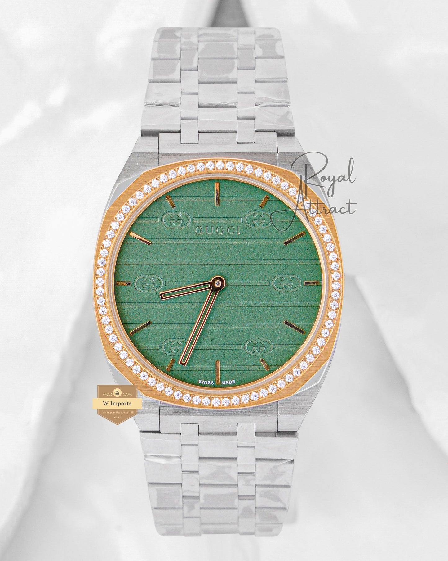 Latest Collection Silver chain With Green Dial Chain Watch