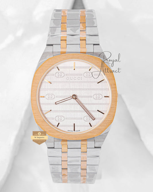 Latest Collection Two Tone Yellow Gold With White Dial Chain Watch