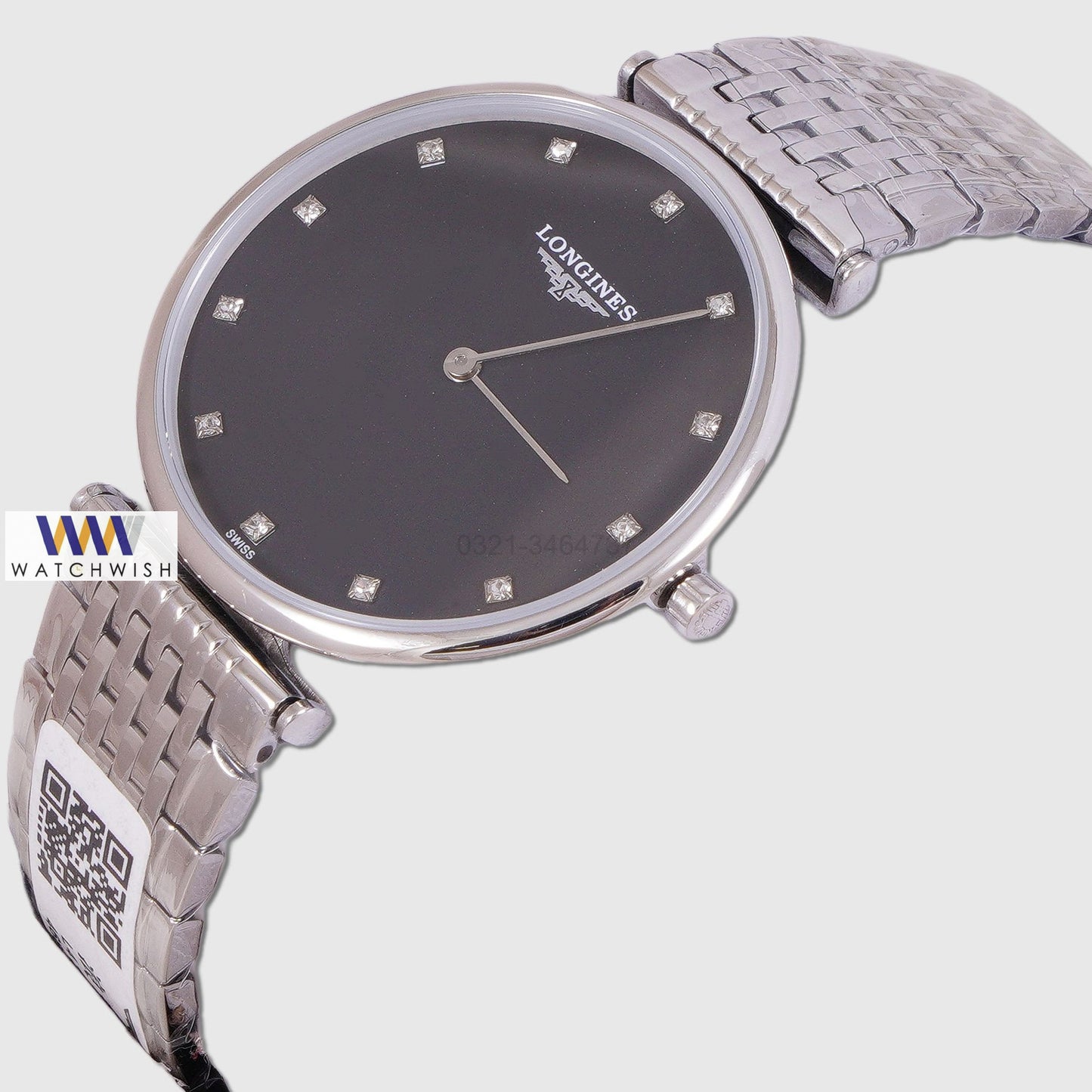 Latest Collection Silver With Black Dial Chain Watch