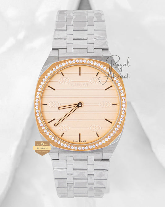 Latest Collection Silver chain With Golden Dial Chain Watch