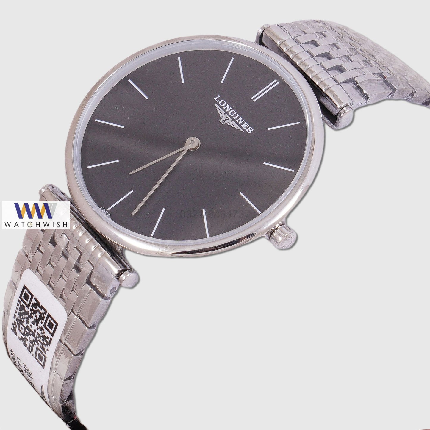 Latest Collection Silver With Black Dial Chain Watch