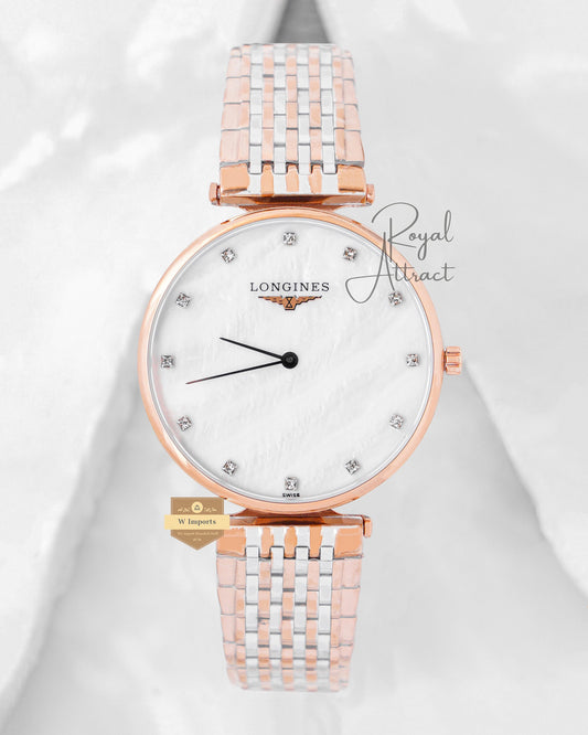 Latest Collection Two Tone Rose Gold With Mother Of Pearl Dial Chain Watch
