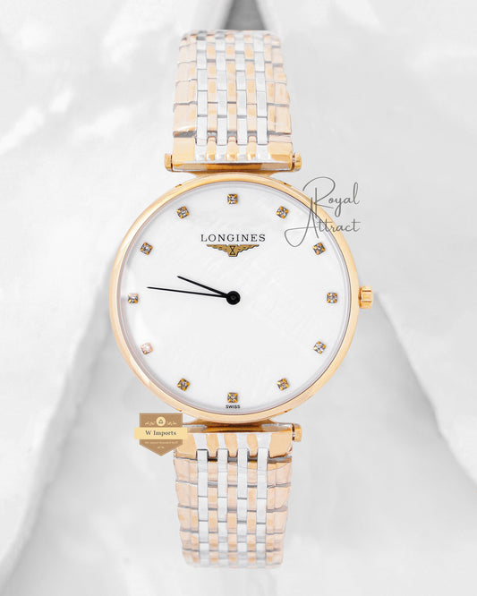 Latest Collection Two Tone Yellow Gold With Mother Of Pearl Dial Chain Watch