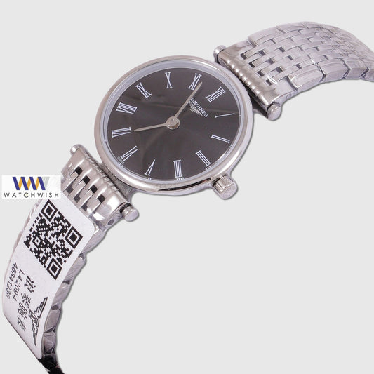 Latest Collection Silver With Black Dial Chain Ladies Watch