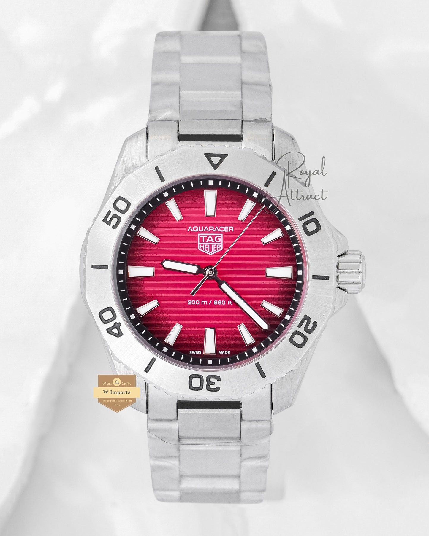 Latest Collection Silver With Smoky Red Dial Automatic Watch