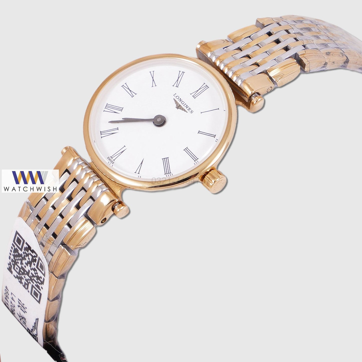 Latest Collection Two Tone Yellow Gold With White Dial Chain Ladies Watch