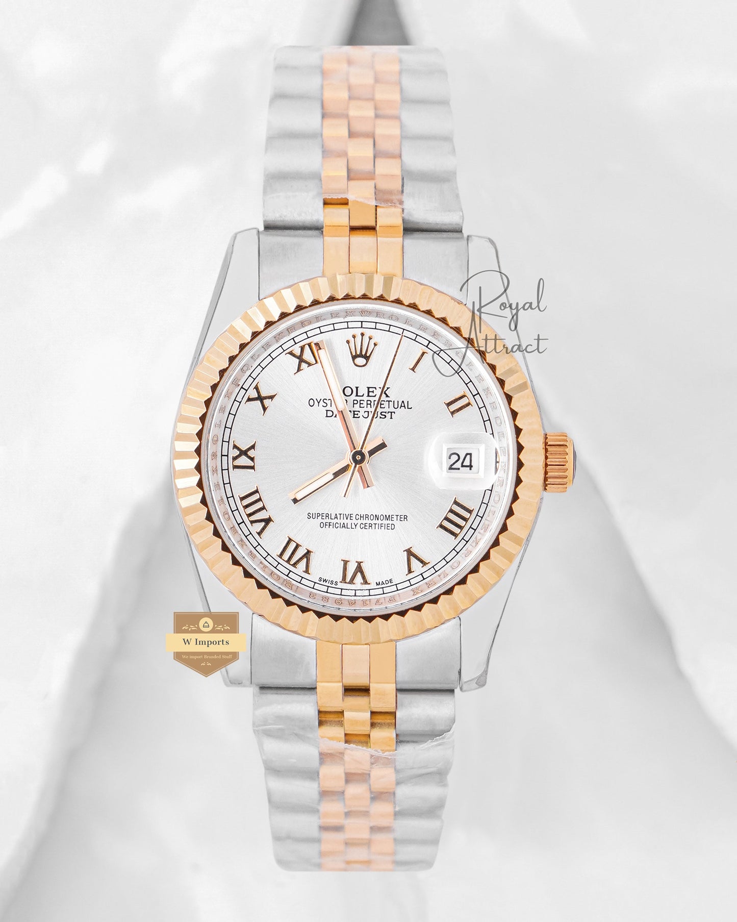 Latest Collection 36 Two Tone Yellow Gold Silver Dial Roman Figure Automatic Watch Zr Factory