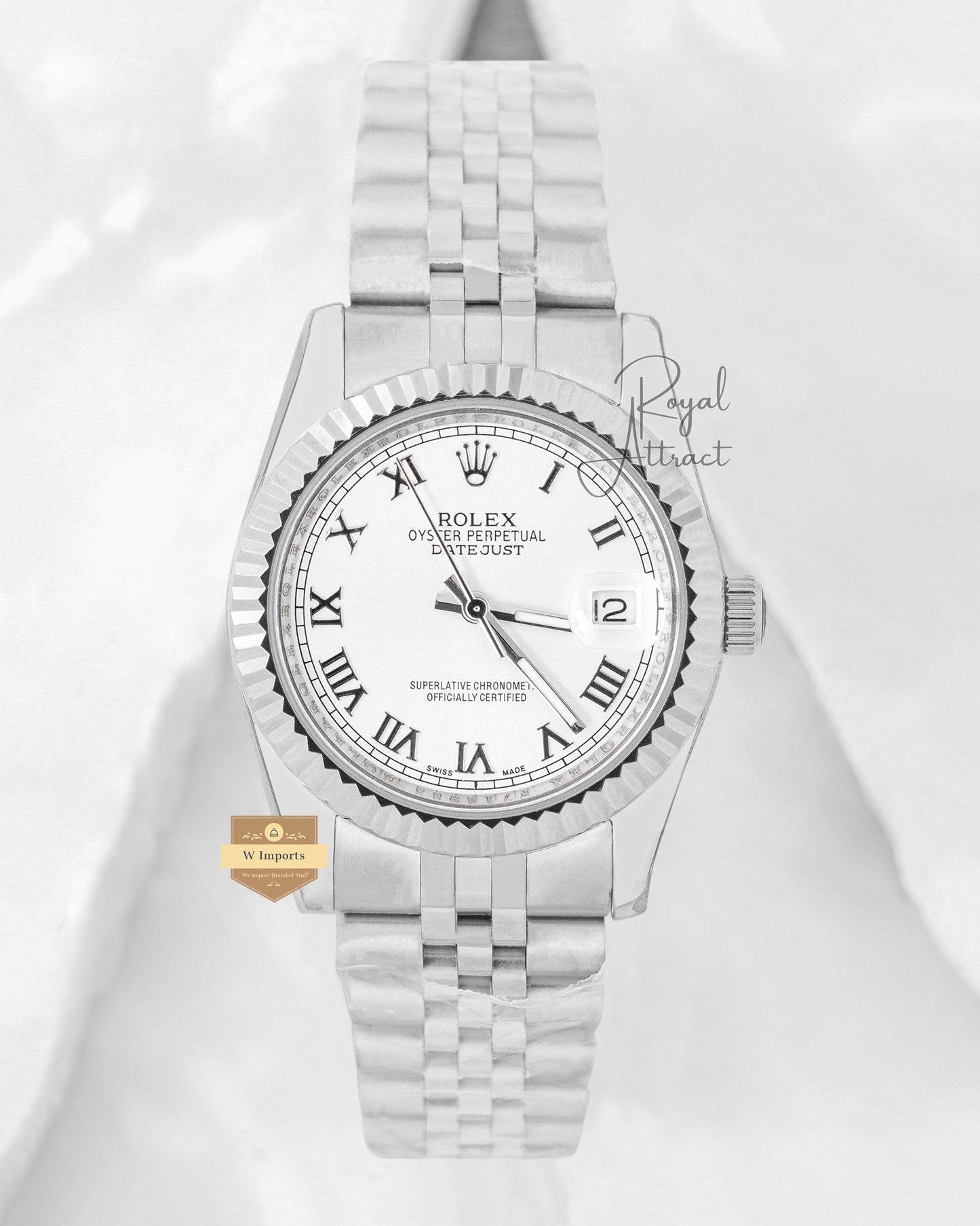 Latest Collection 36 Silver With White Dial Fluted Bezel & Roman Index Automatic Watch Zr Factory