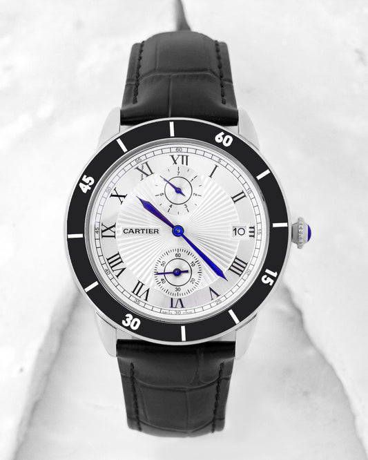 New Collection Down Second Silver Case With White Dial Leather Strap