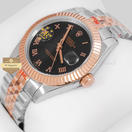 Latest Collection 41 Two Tone Rose Gold With Black Dial Roman Figure ZR Factory