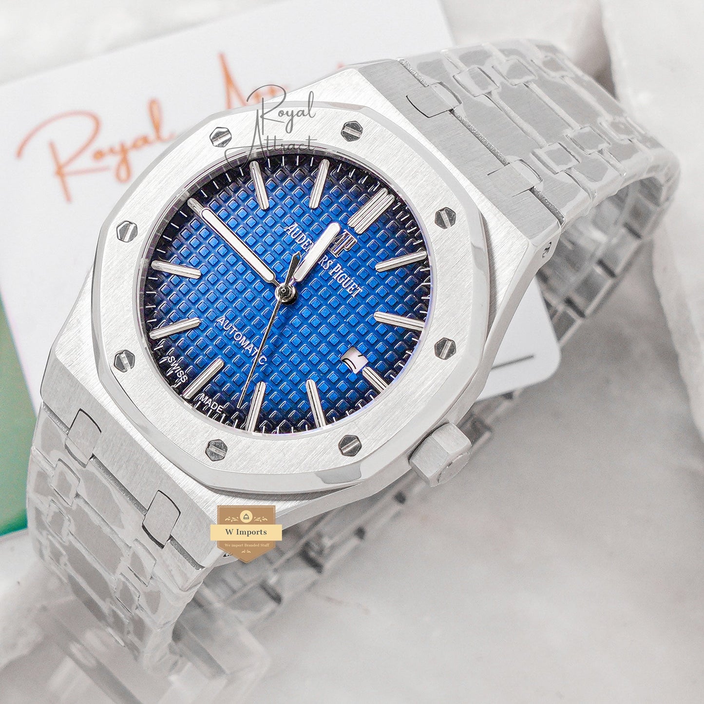 Latest Collection Silver With Blue Texture Dial Automatic Watch