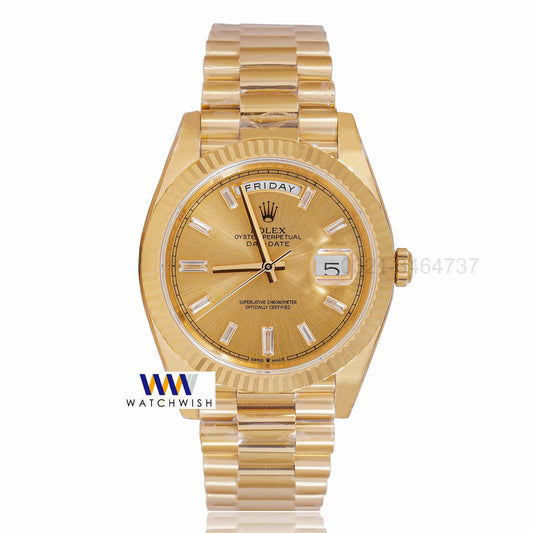 Latest Collection 40 All Yellow Gold With Stone Index Automatic Watch Gs Made