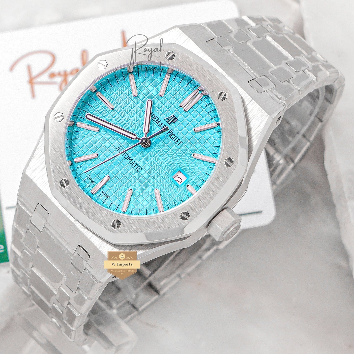 Latest Collection Silver With Tiffany Texture Dial Automatic Watch