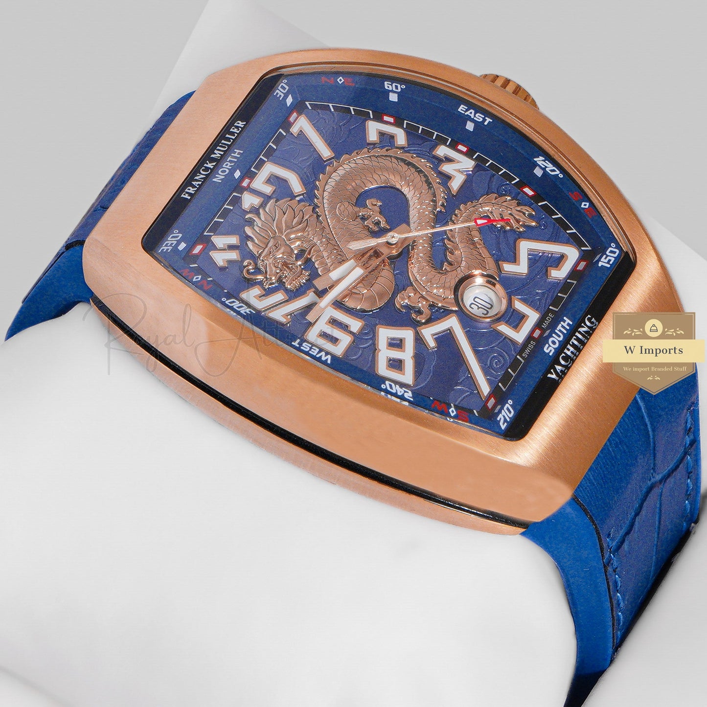 LATEST COLLECTION DRAGON DIAL ROSE GOLD CASE WITH BLUE PVC STRAP
