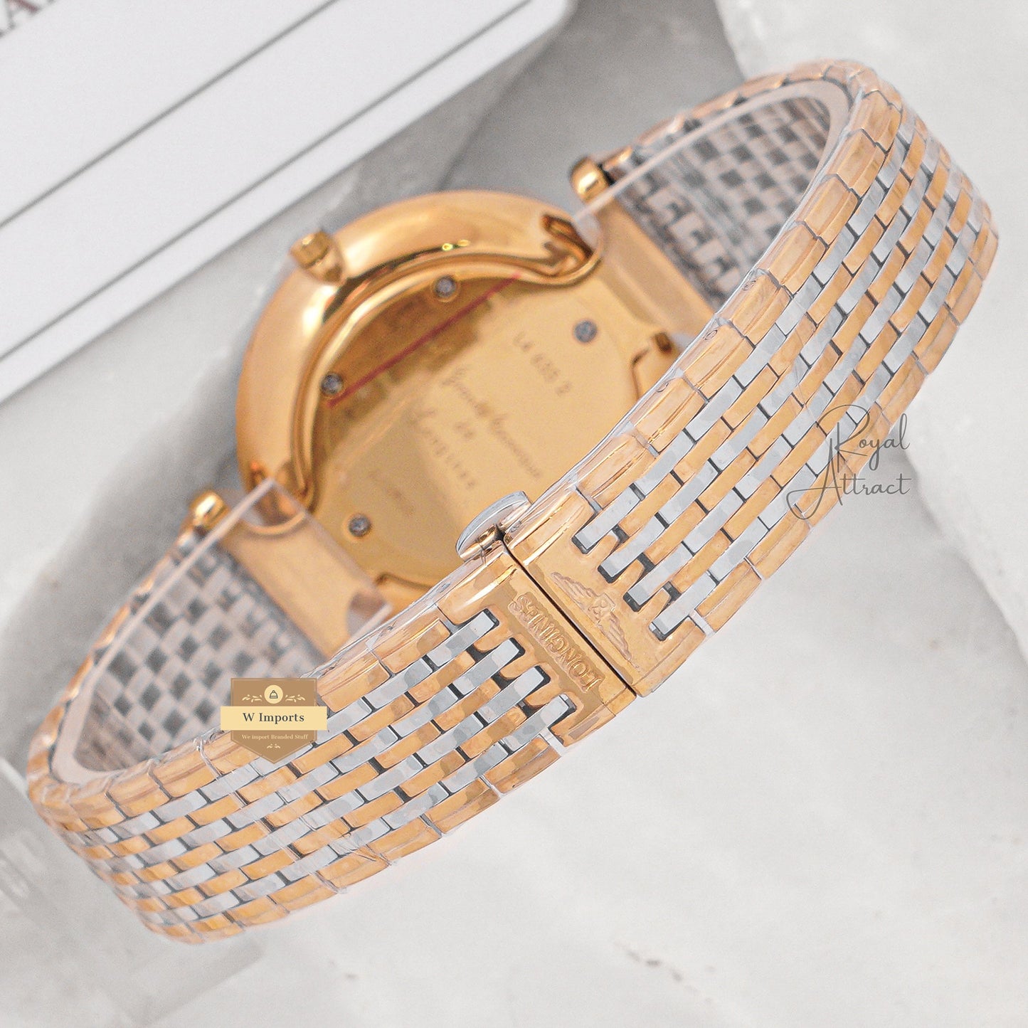 Latest Collection Two Tone Yellow Gold With Mother Of Pearl Dial Chain Watch