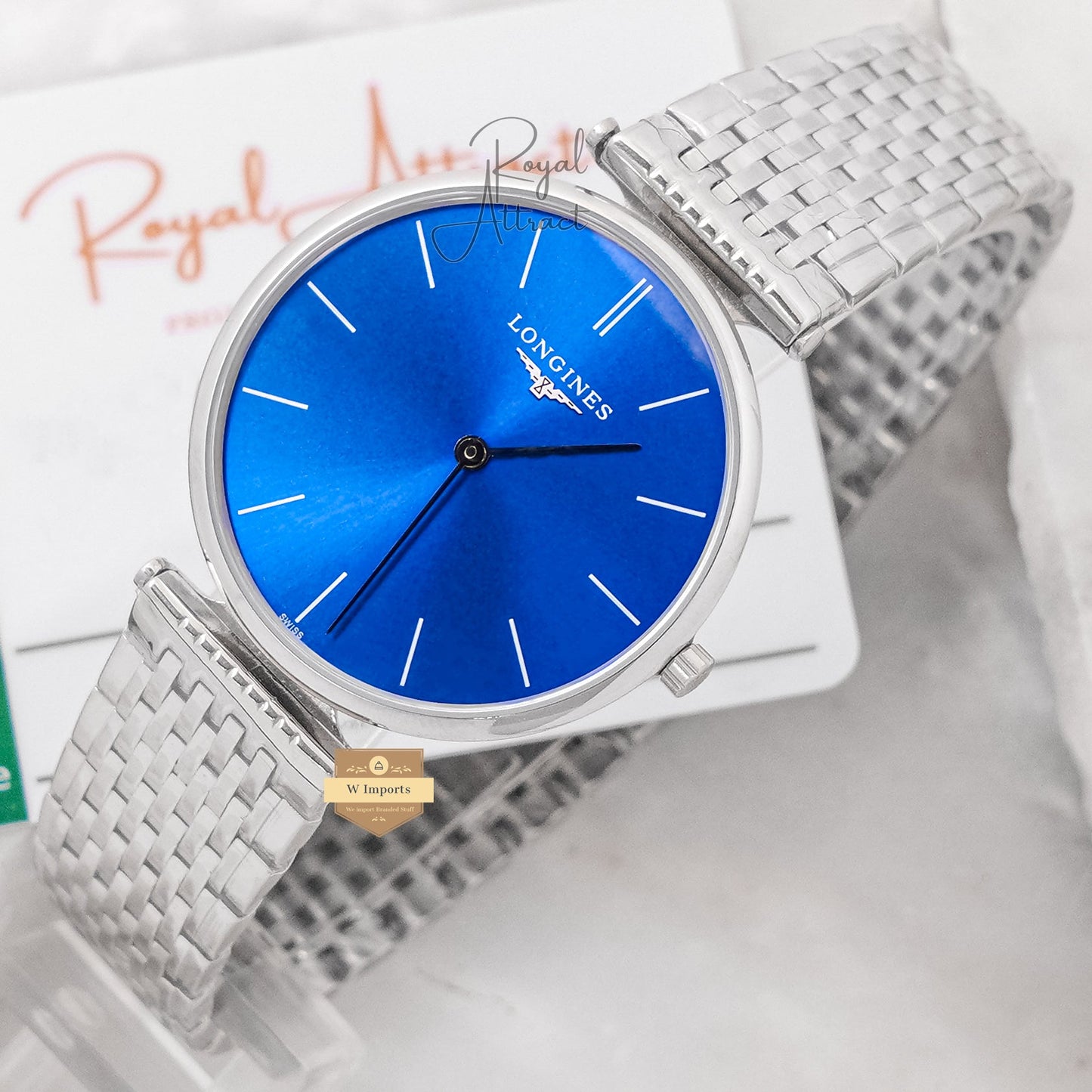 Latest Collection Silver With Blue Dial Slim Watch For Men