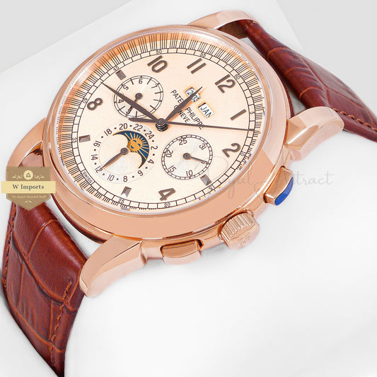 LATEST COLLECTION CHRONOGRAPH ROSE GOLD CASE WITH WITH DIAL & BROWN LEATHER STRAP