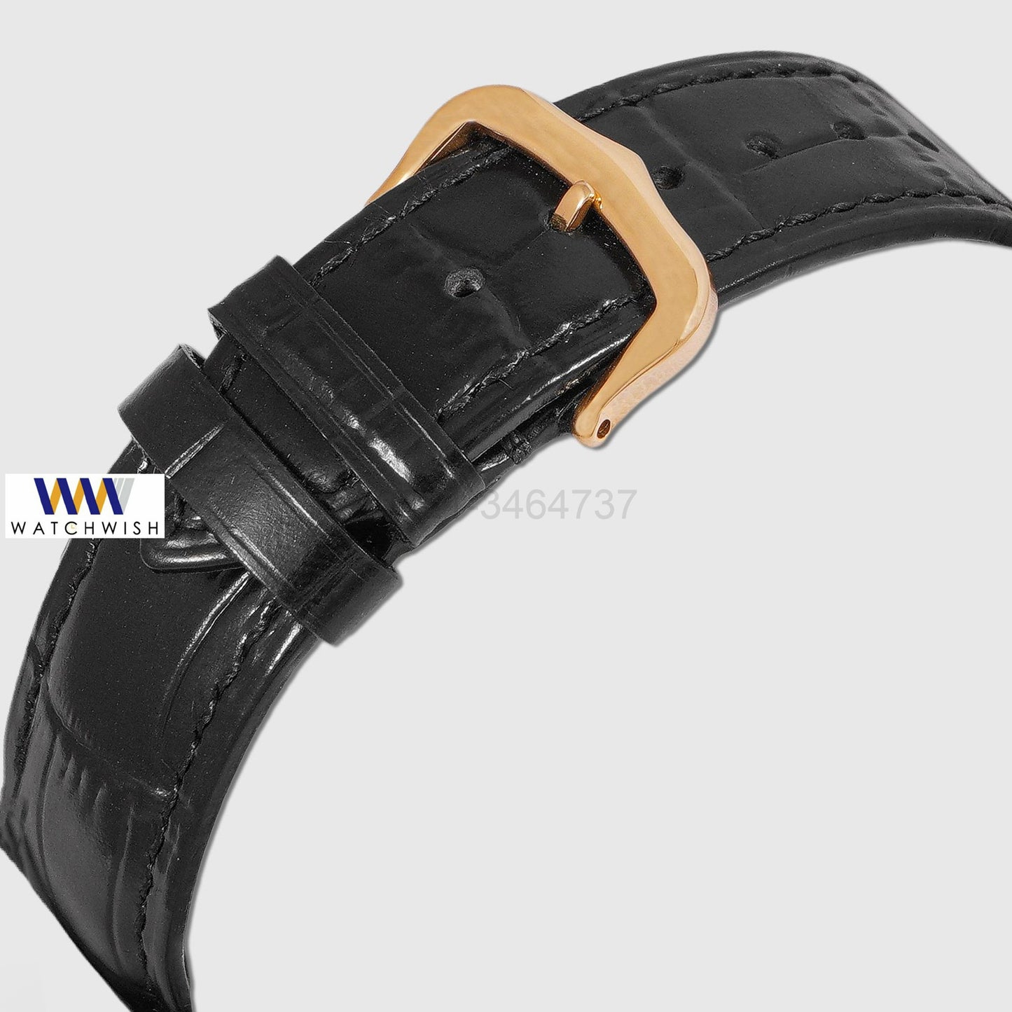 LATEST COLLECTION YELLOW GOLD CASE WITH BLACK DIAL & LEATHER STRAP