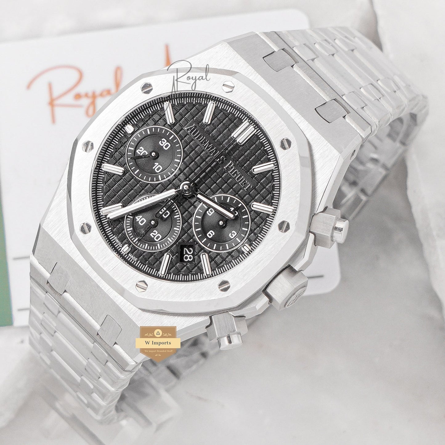 Latest Collection Chronograph Silver Premium With Black Dial Automatic Watch