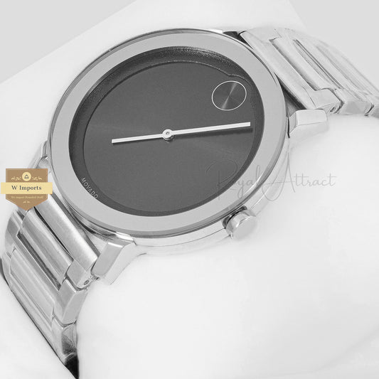 Latest Collection Silver With Black Dial Chain Watch