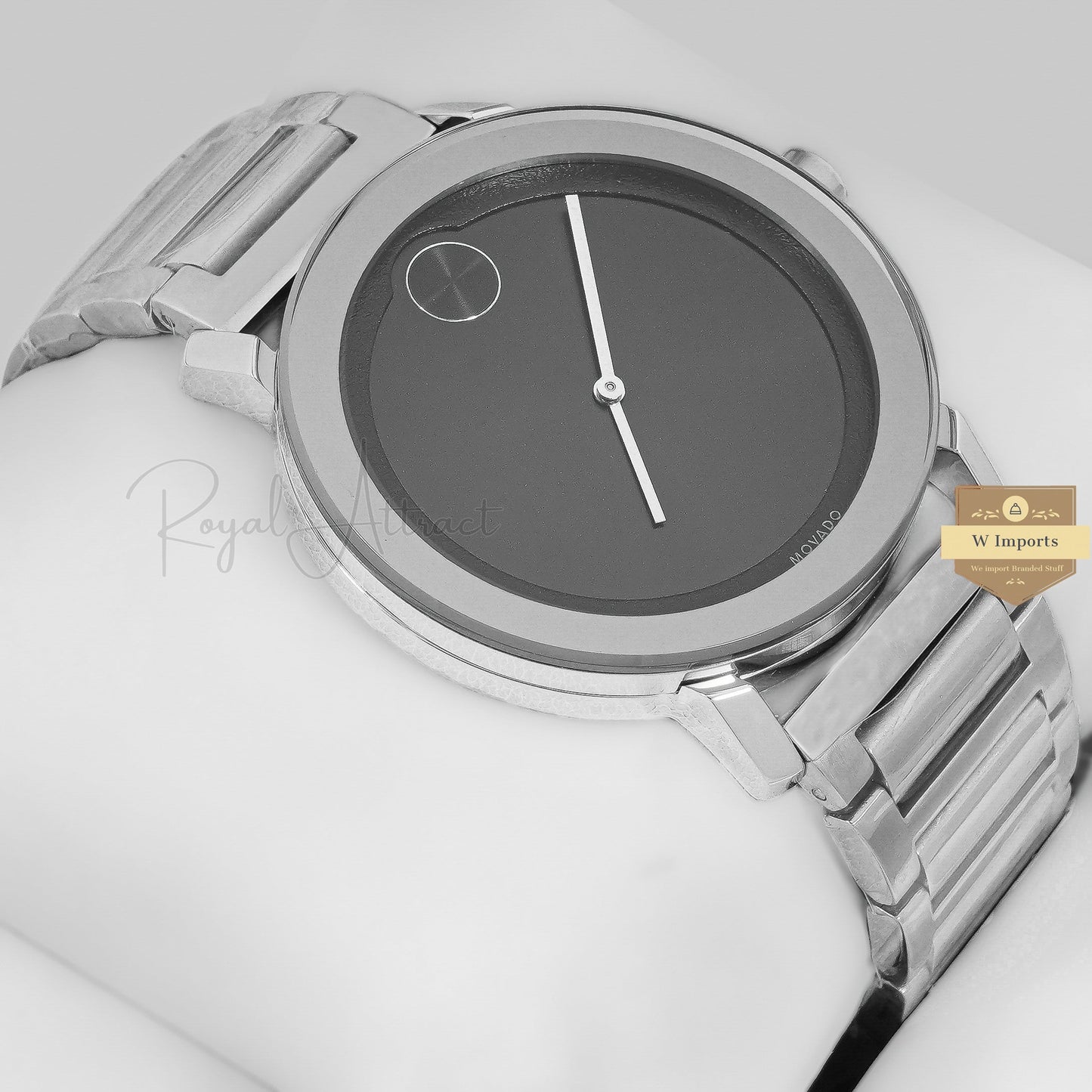Latest Collection Silver With Black Dial Chain Watch