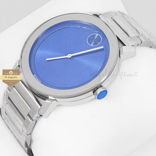 Latest Collection Silver With Blue Dial Chain Watch