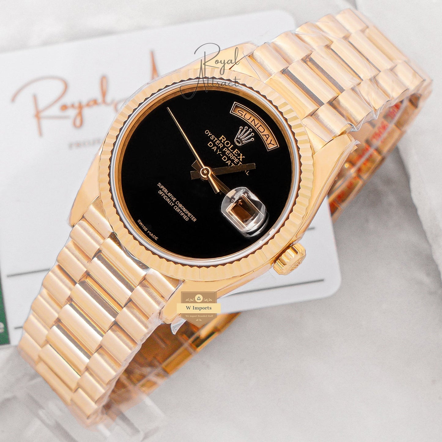 Latest Collection 36 Yellow Gold With Black dial Automatic Watch Gs Made