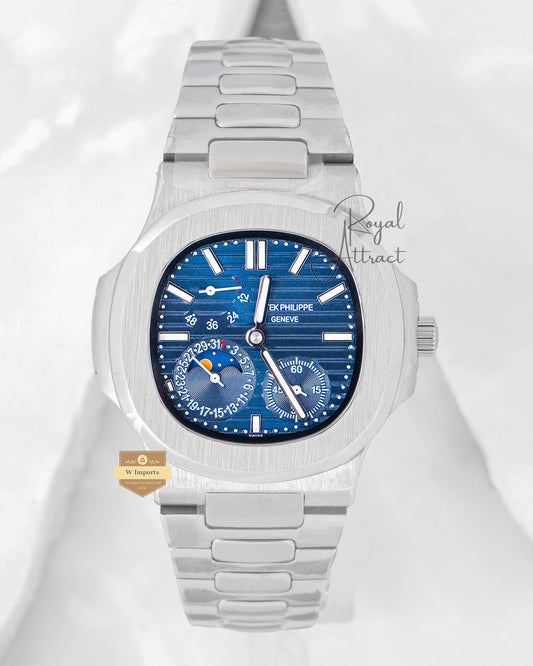 Latest Collection Chronograph Moon Phase Silver With Blue Dial Automatic Watch