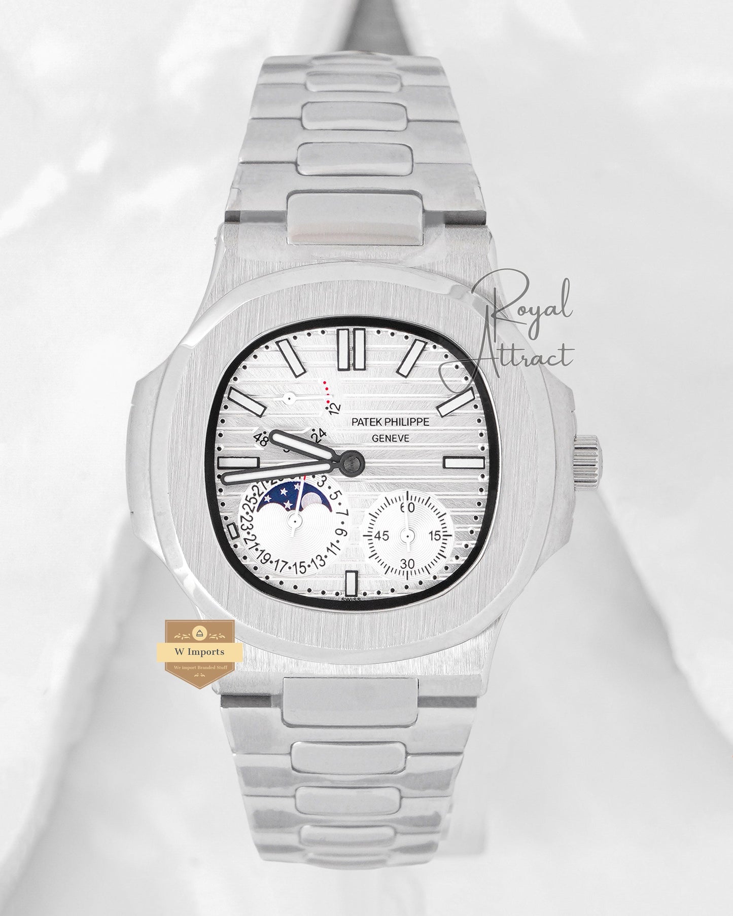 Latest Collection Chronograph Moon Phase All Silver With Dial Automatic Watch