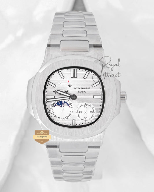 Latest Collection Chronograph Moon Phase All Silver With Dial Automatic Watch