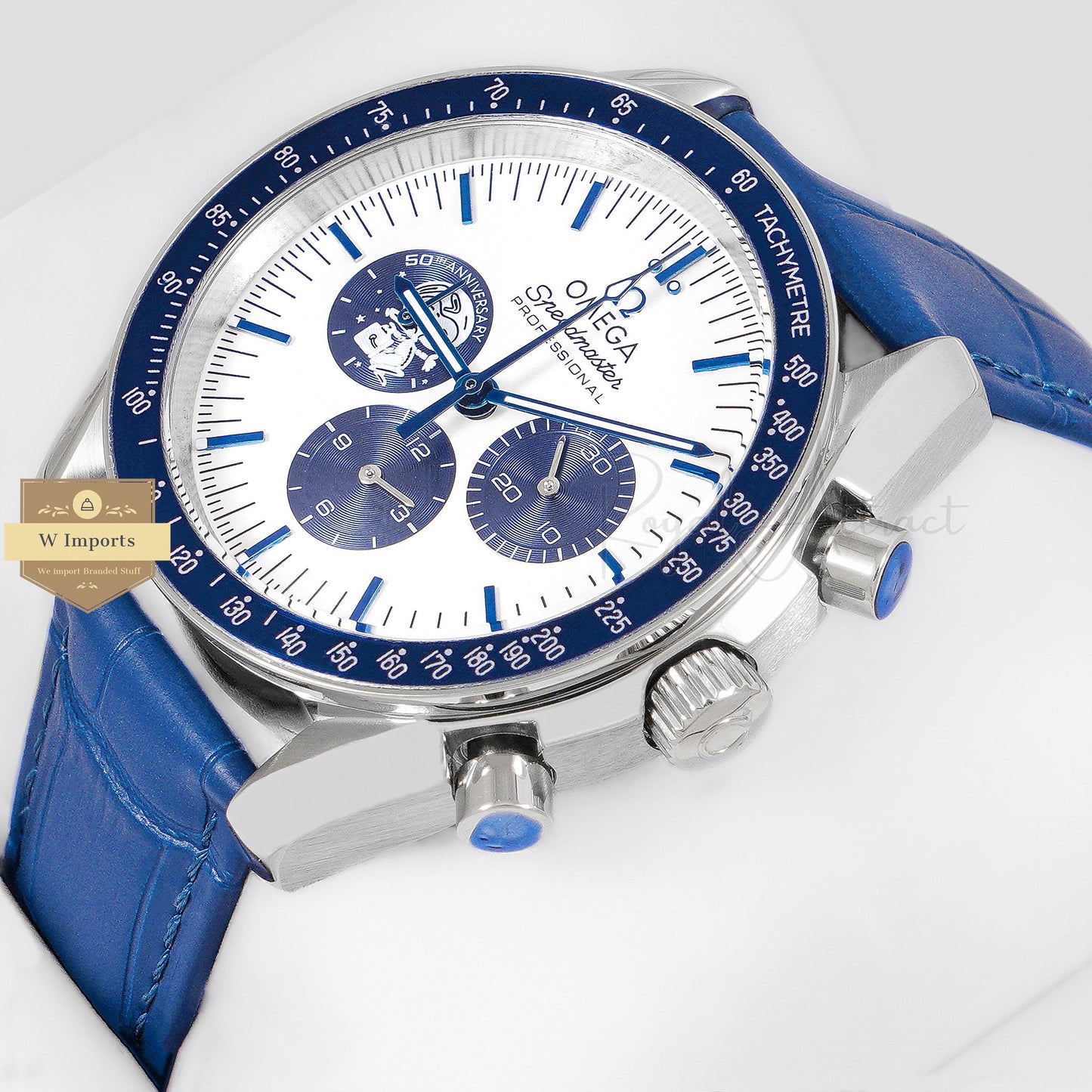 LATEST COLLECTION SILVER WITH WHITE DIAL AND BLUE LEATHER STRAP