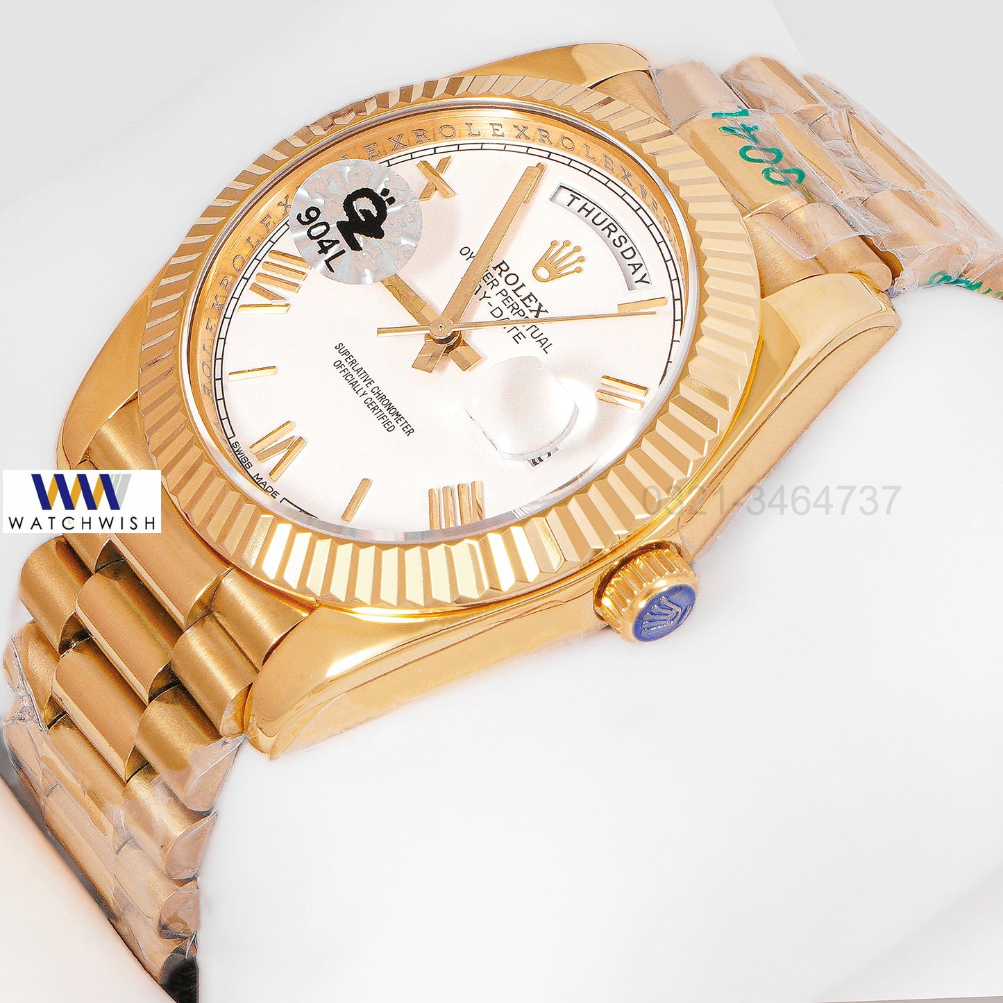 Latest Collection 40 Yellow Gold With White Dial Roman Figure Automatic Watch Oz Made