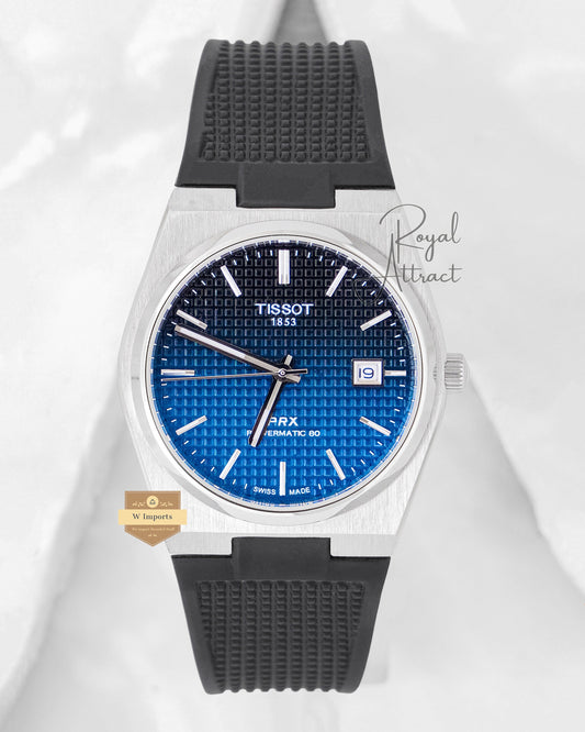 Latest Collection Premium Prx Silver Case With Shaded Texture Dial Automatic Strap Watch