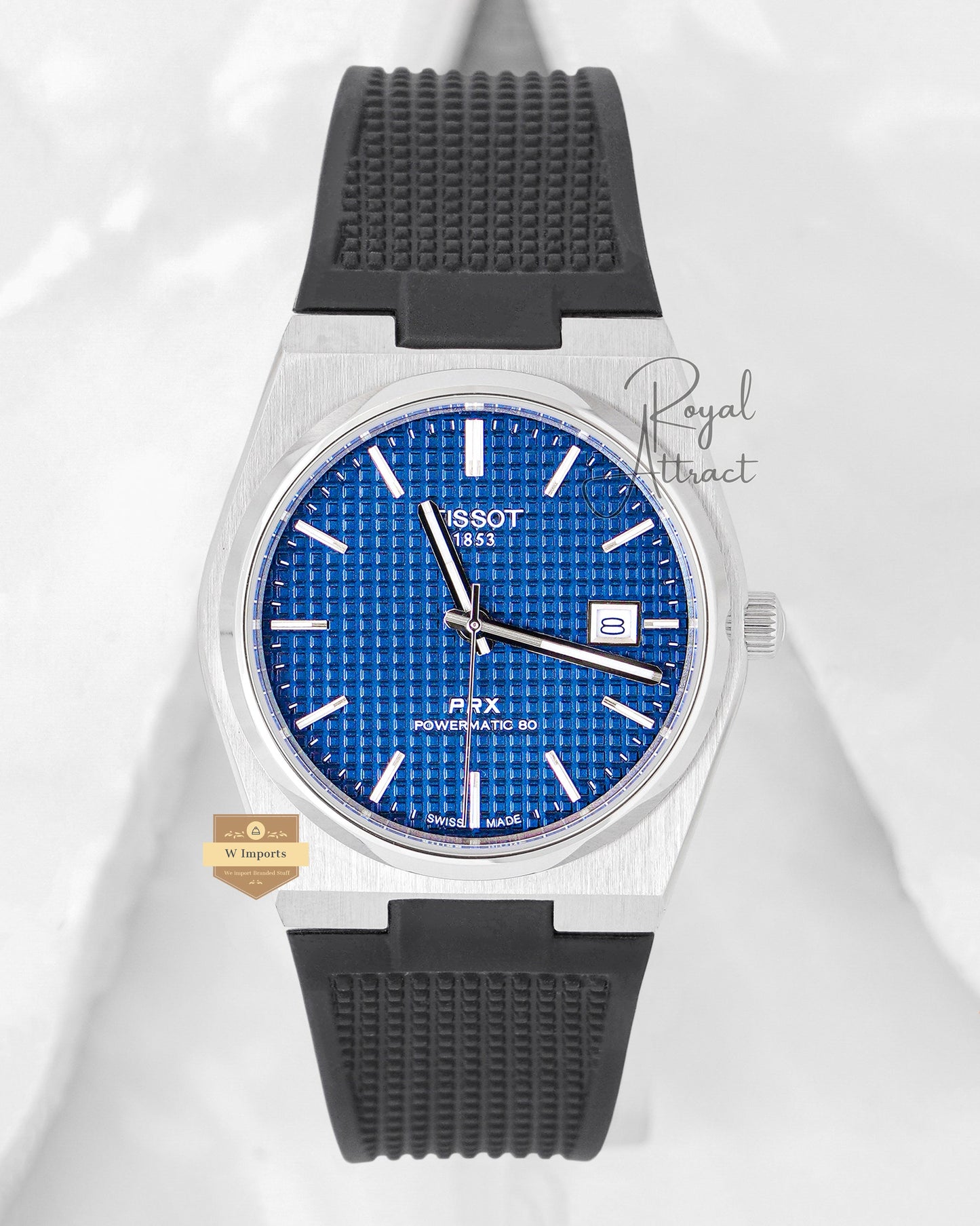 Latest Collection Premium Prx Silver Case With Blue Texture Dial Automatic Strap Watch