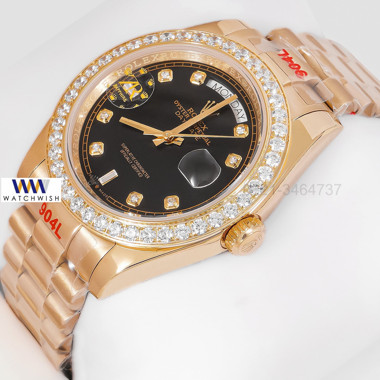 LATEST COLLECTION 40 YELLOW GOLD WITH BLACK DIAL STONE BEZEL AUTOMATIC WATCH ZR FACTORY