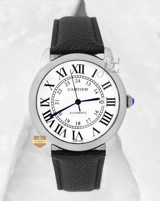 Latest Collection Silver Case With White Dial Leather Strap Automatic watch