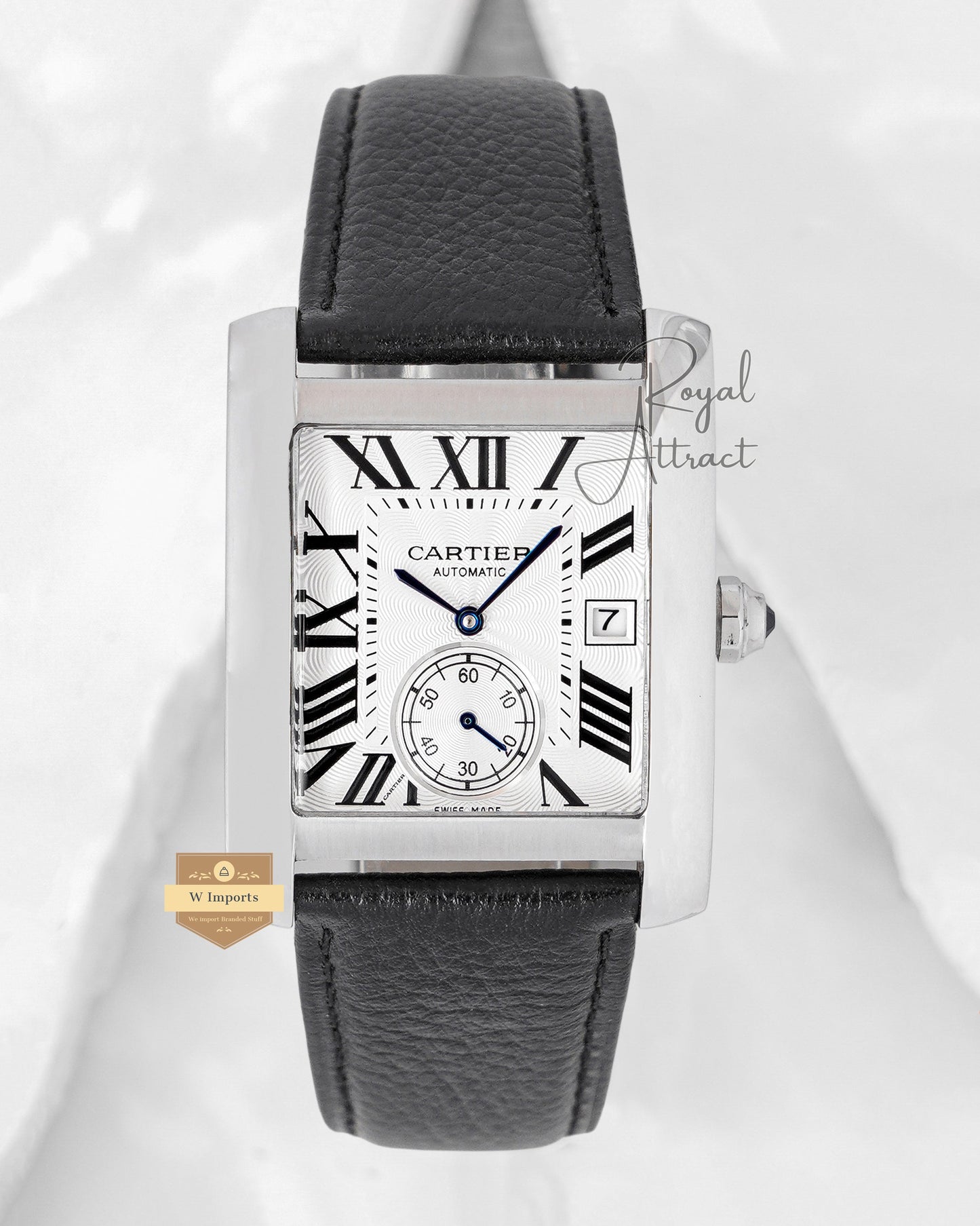 New Collection M Caliber Silver Case With White Dial Leather Strap Automatic Watch For Men