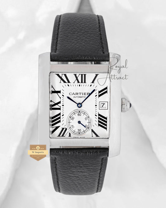 New Collection M Caliber Silver Case With White Dial Leather Strap Automatic Watch For Men