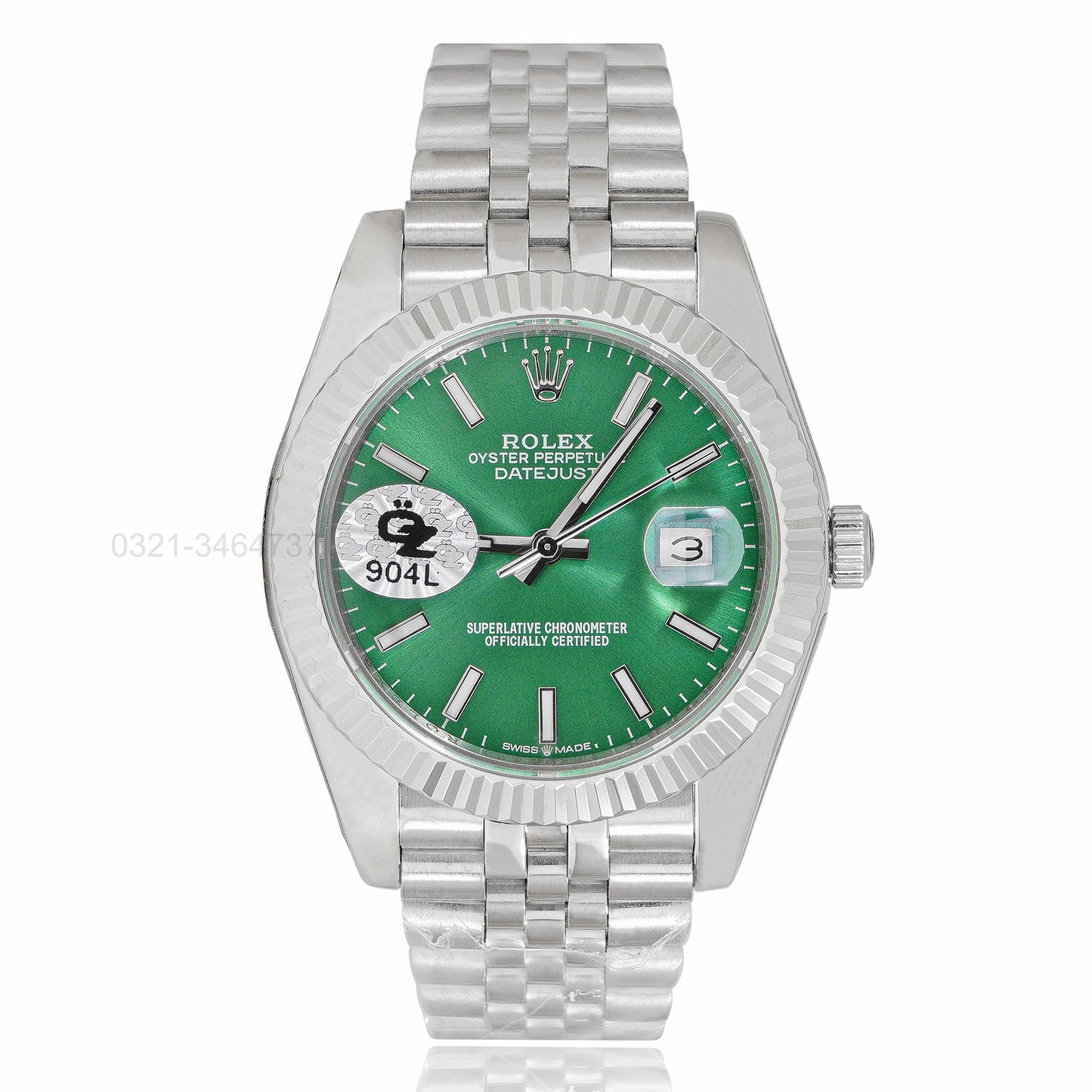 Latest Collection 41 Silver With Green Dial Fluted Bezel Automatic Watch Oz Made