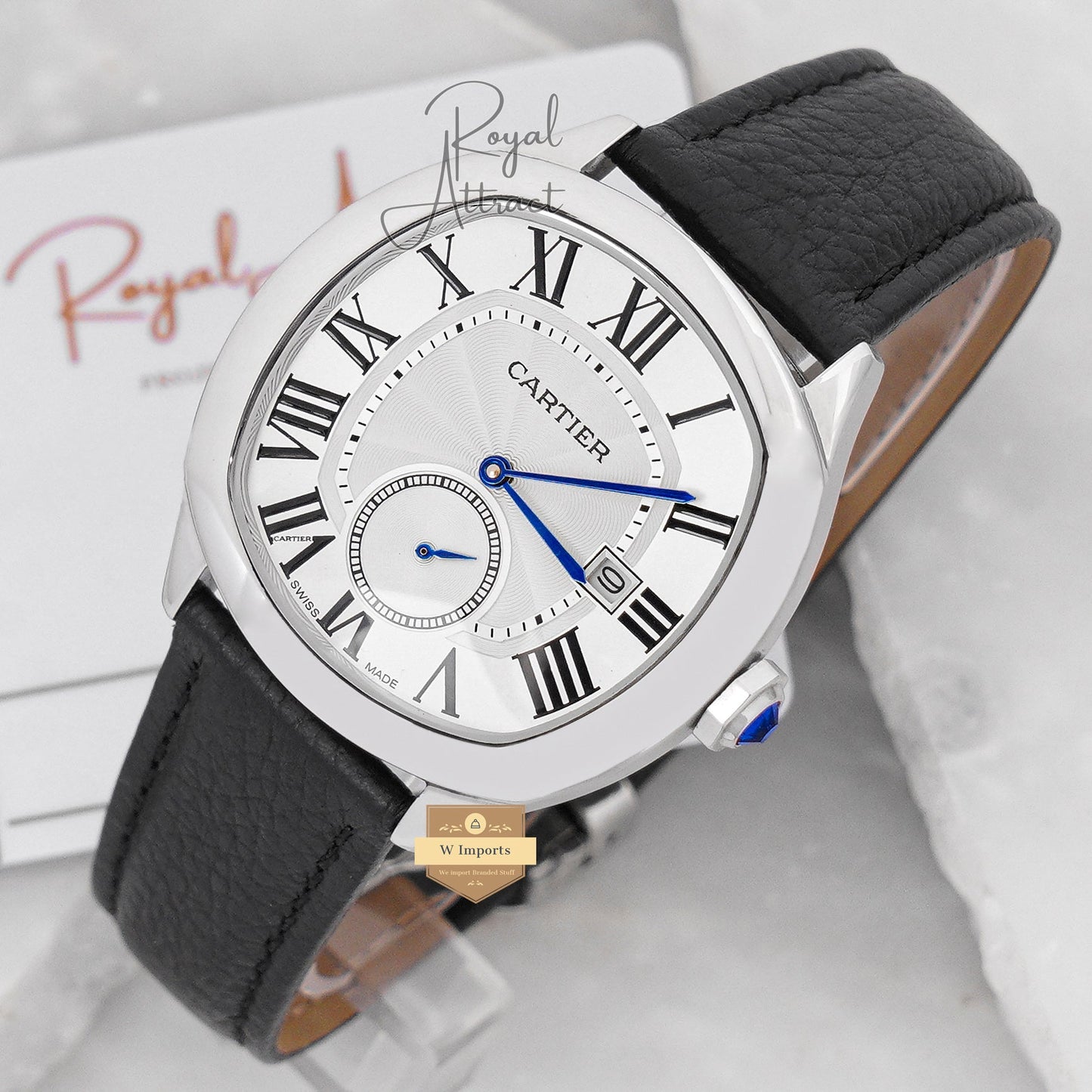 New Collection Silver Case With White Dial Leather Strap Automatic Watch For Men