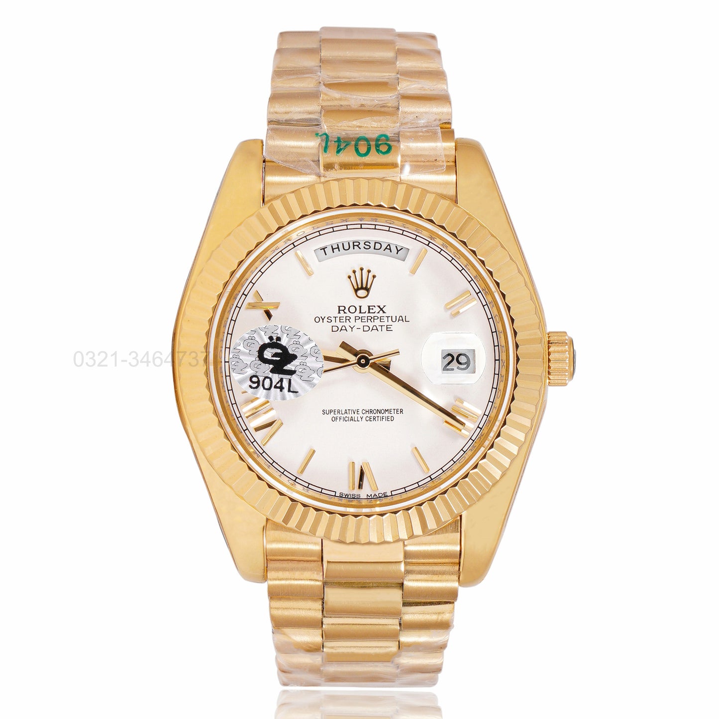 Latest Collection 40 Yellow Gold With White Dial Roman Figure Automatic Watch Oz Made